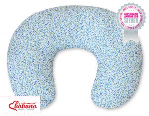 Feeding pillow- Hanging hearts blue flowers